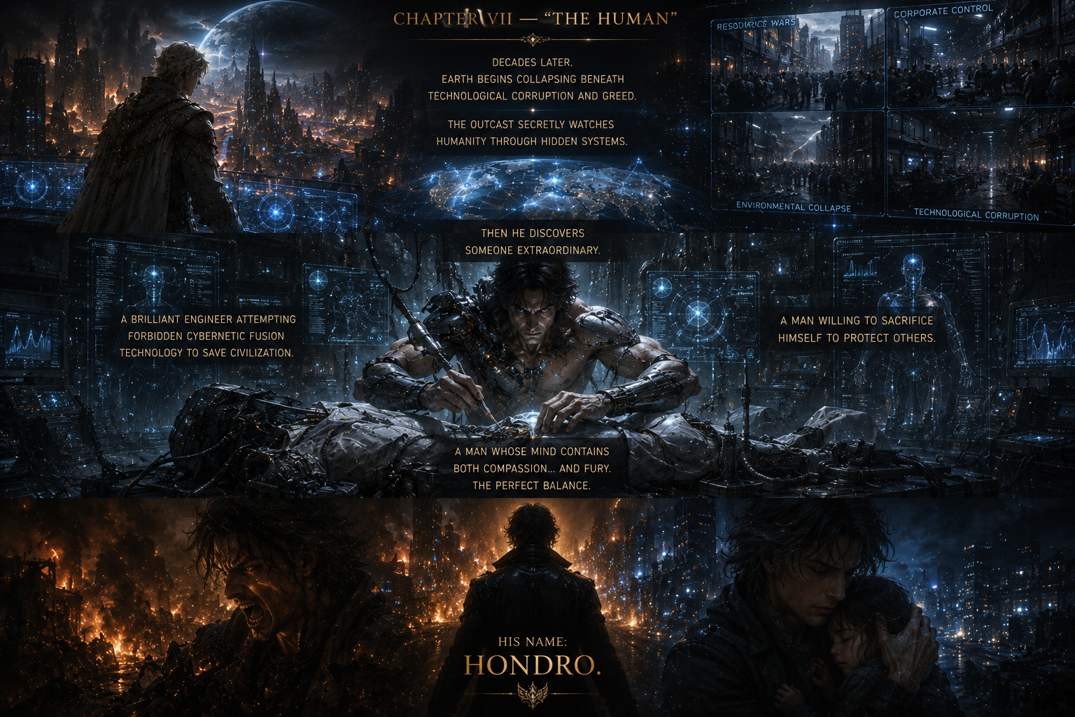 The Outcast observes a collapsing Earth and discovers Hondro — an engineer balancing compassion and fury.